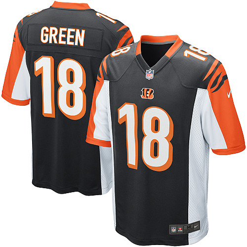 Men's Game A.J. Green Nike Jersey Black Home - #18 NFL Cincinnati Bengals